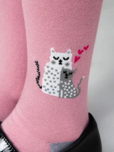Колготки с рисунком ДВЕ КОШКИ т.пудра - 2