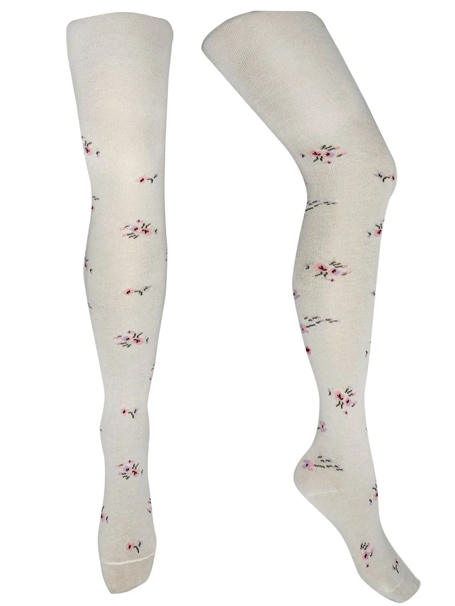 КОЛГОТКИ С РИСУНКОМ ЦВЕТЫ ЭКРЮ - 2